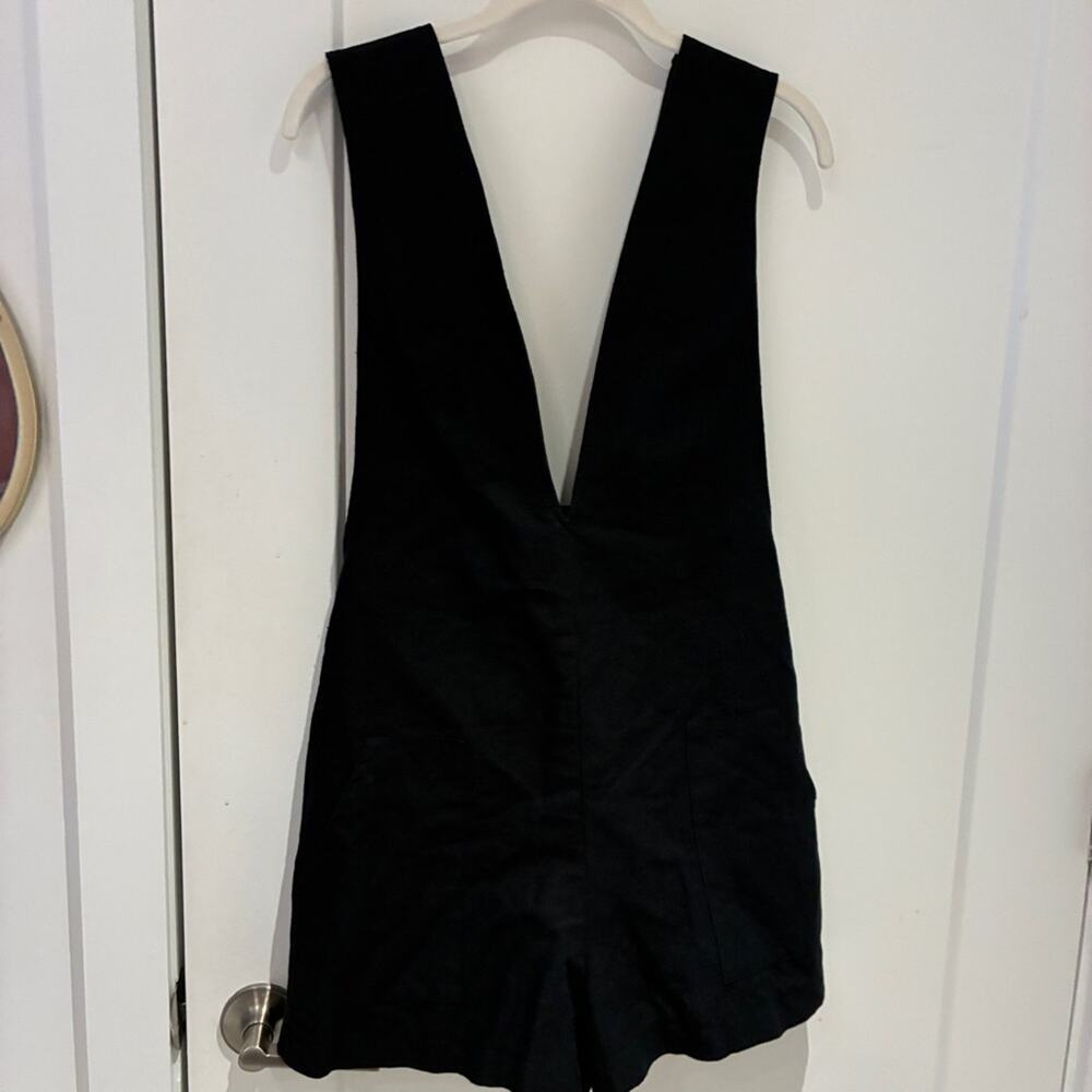 Reformation Black Deep-V Short Romper